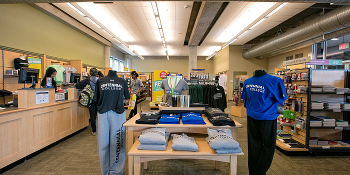 picture of the Centennial College bookstore at Morningside Campus